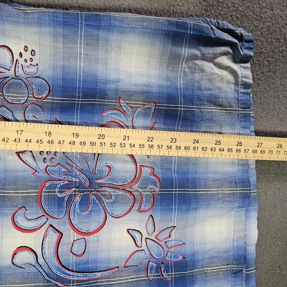 VTG Bugle Boy Hawaiian Shirt L Blue Floral Short Sleeve Y2K 1990s Shell Button - Picture 4 of 13